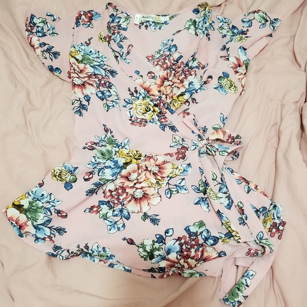 Floral wrap blouse